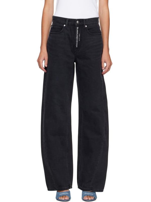 Alexander Wang Black Float Hotfix Logo Fly Jeans