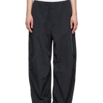 Alexander Wang Black Mid-Rise Pleated Wide-Leg Lounge Pants