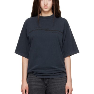 Alexander Wang Black Mirrored Logo Print T-shirt