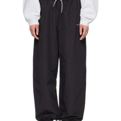 Alexander Wang Black Rhinestone Drawcord Mid-Rise Track Pants