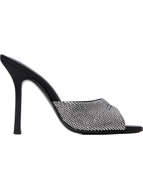 Alexander Wang Black & Silver Cher Crystal Hotfix 105 Heeled Sandals