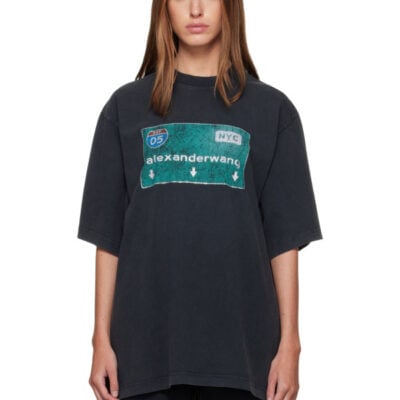 Alexander Wang Black Street Sign Graphic Short Sleeve T-shirt