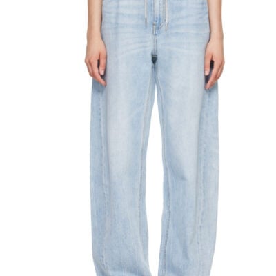 Alexander Wang Blue Balloon Jogger Rhinestone Drawcord Jeans