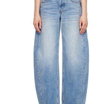 Alexander Wang Blue Blow-Up Logo Waistband Jeans