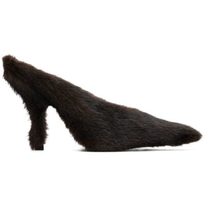 Alexander Wang Brown Natasha 105MM Faux Fur Heels