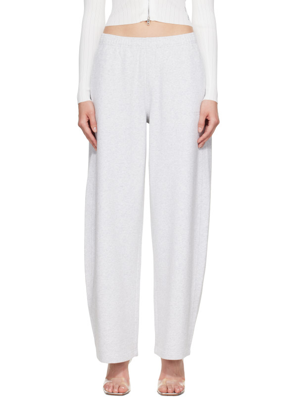 Alexander Wang Gray Crystal Mid-Rise Relaxed Sweatpants