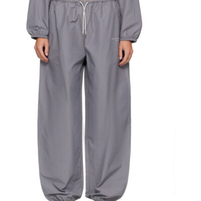 Alexander Wang Gray Mid-Rise Rhinestone Drawcord Track Pants