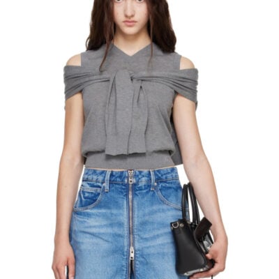 Alexander Wang Gray Wrapped Cardigan Vest