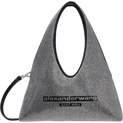 Alexander Wang Silver & Black Pike Crystal Mini Bag