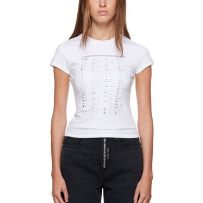Alexander Wang White Hotfix Card Graphic Fitted S/S T-shirt