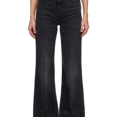 AMI Paris Black Cotton Flare-Fit Jeans