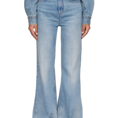 AMI Paris Blue Flare-Fit Cotton Jeans