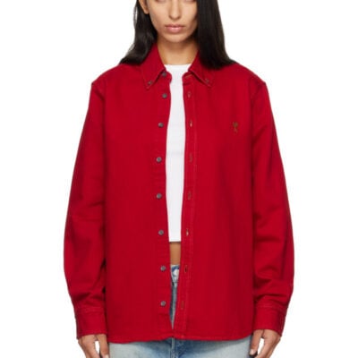 AMI Paris Red Ami de Coeur Cotton Shirt