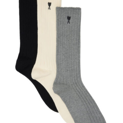 AMI Paris Three-Pack Multicolor Ami De Coeur Socks