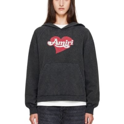 Amiri Gray Heart Hoodie
