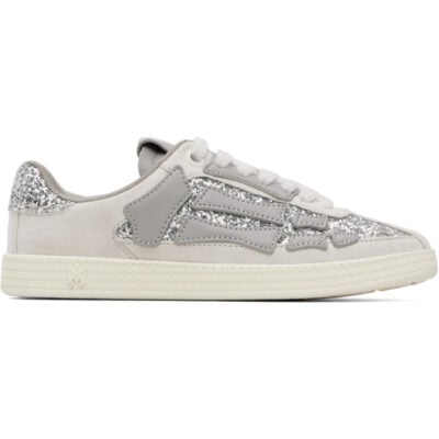 Amiri Gray & Silver Glitter Pacific Bones Sneakers