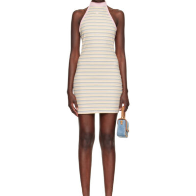 Amiri Multicolor MA Striped Halter Minidress