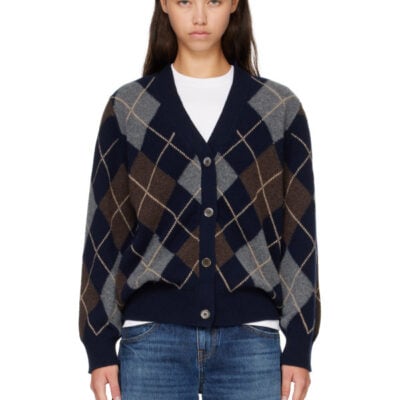 Anddaughter Navy & Gray Ava Argyle Cardigan