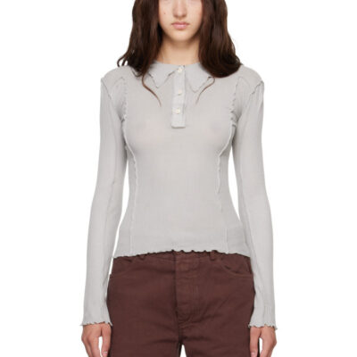 Baserange Gray Omato Long Sleeve Polo