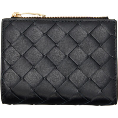 Bottega Veneta Black Intrecciato Small Bi-Fold Wallet