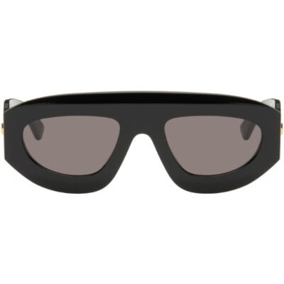 Bottega Veneta Black Ultrathin Shield Sunglasses