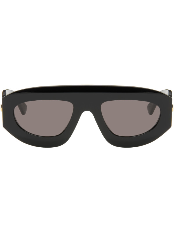 Bottega Veneta Black Ultrathin Shield Sunglasses