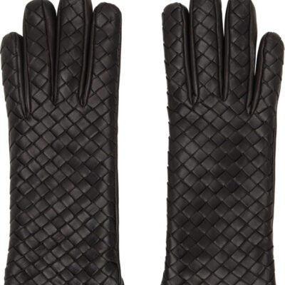 Bottega Veneta Brown Intrecciato Leather Gloves