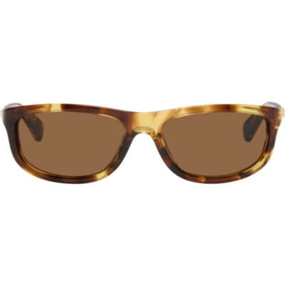 Bottega Veneta Brown Slim Ribbon Rectangular Sunglasses