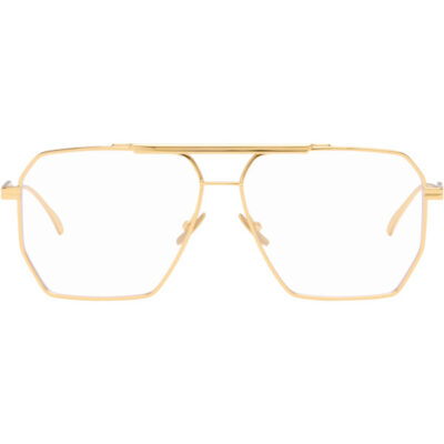 Bottega Veneta Gold Classic Aviator Glasses