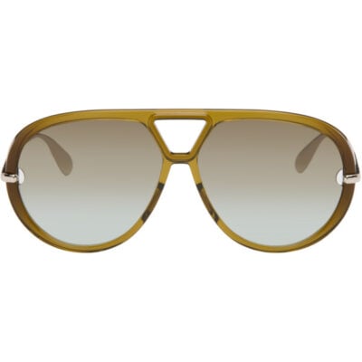Bottega Veneta Khaki Classic Aviator Sunglasses