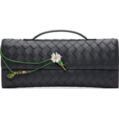 Bottega Veneta Navy Daisy Closure Andiamo Clutch