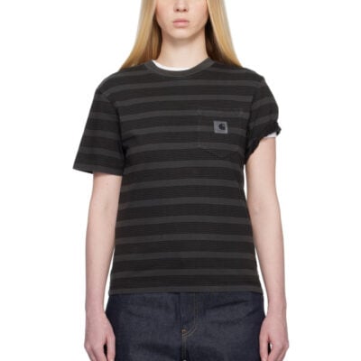 Carhartt WIP Black & Gray Hanson Stripe Pocket T-shirt