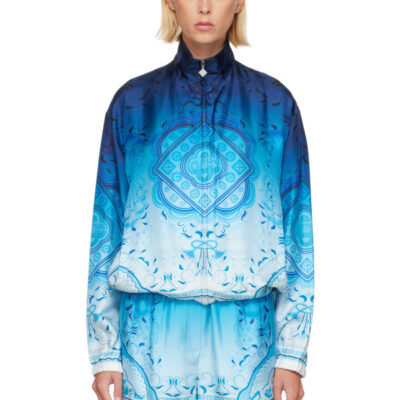 Casablanca Blue Gradient Egyptian Rug Silk Track Jacket