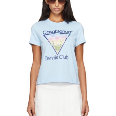 Casablanca Blue 'Tennis Club' Icon Pyramid Abduction Fitted T‑shirt