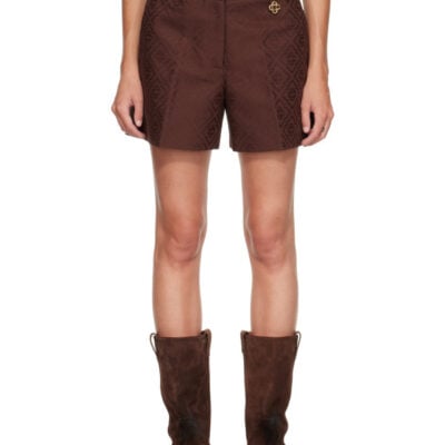 Casablanca Brown Cotton Monogram Shorts