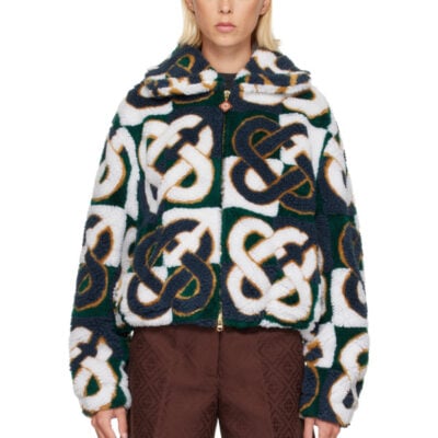 Casablanca Green & Navy Check Monogram Fleece Jacket