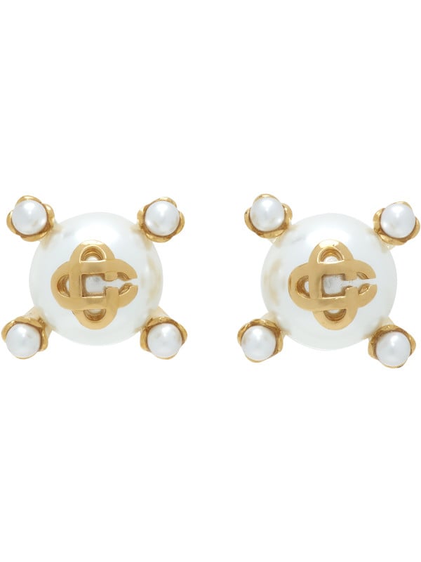 Casablanca Lotus Faux-Pearl Stud Earrings