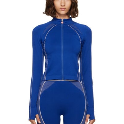 Casablanca Navy Seamless Zip‑Up Track Jacket