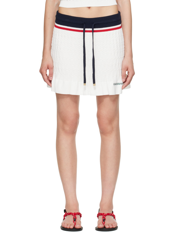 Casablanca Off-White & Navy Knit Tennis Miniskirt