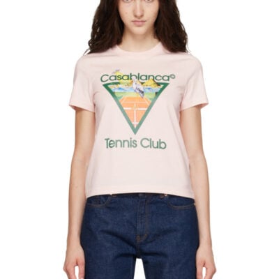 Casablanca Pink Tennis Club Icon Pyramid Abduction Fitted T‑shirt