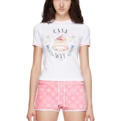 Casablanca White 'Casa Way' Ringer Short Sleeve T‑shirt