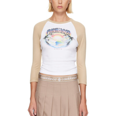 Casablanca White & Tan Baseball T-shirt