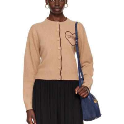 Chloé Beige Fitted Logo Cardigan
