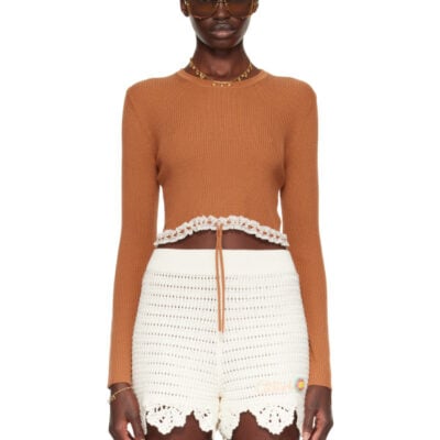 Chloé Brown Cropped Fitted Sweater