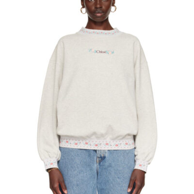 Chloé Gray Cotton Fleece Sweatshirt