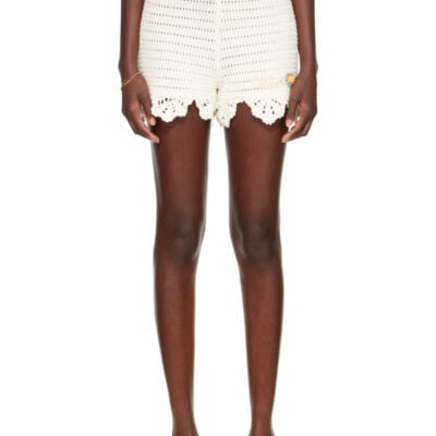 Chloé Off-White Crochet High-Waisted Logo Mini Shorts