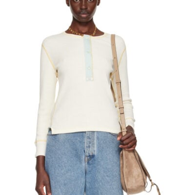 Chloé Off-White Fitted Cotton Jersey Henley
