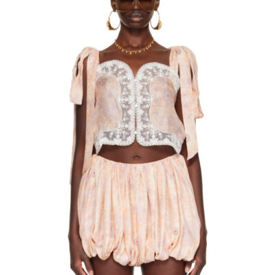 Chloé Pink Knotted-Strap Cropped Top