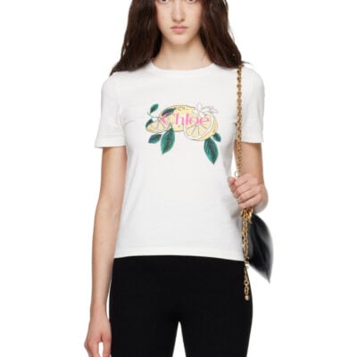 Chloé White Crew-Neck Logo T-shirt