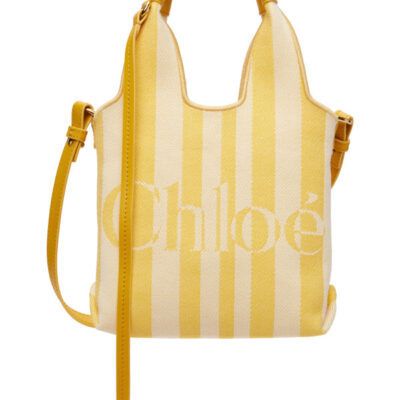 Chloé Yellow & Off-White Mini 'Chloé' Stripy Tote